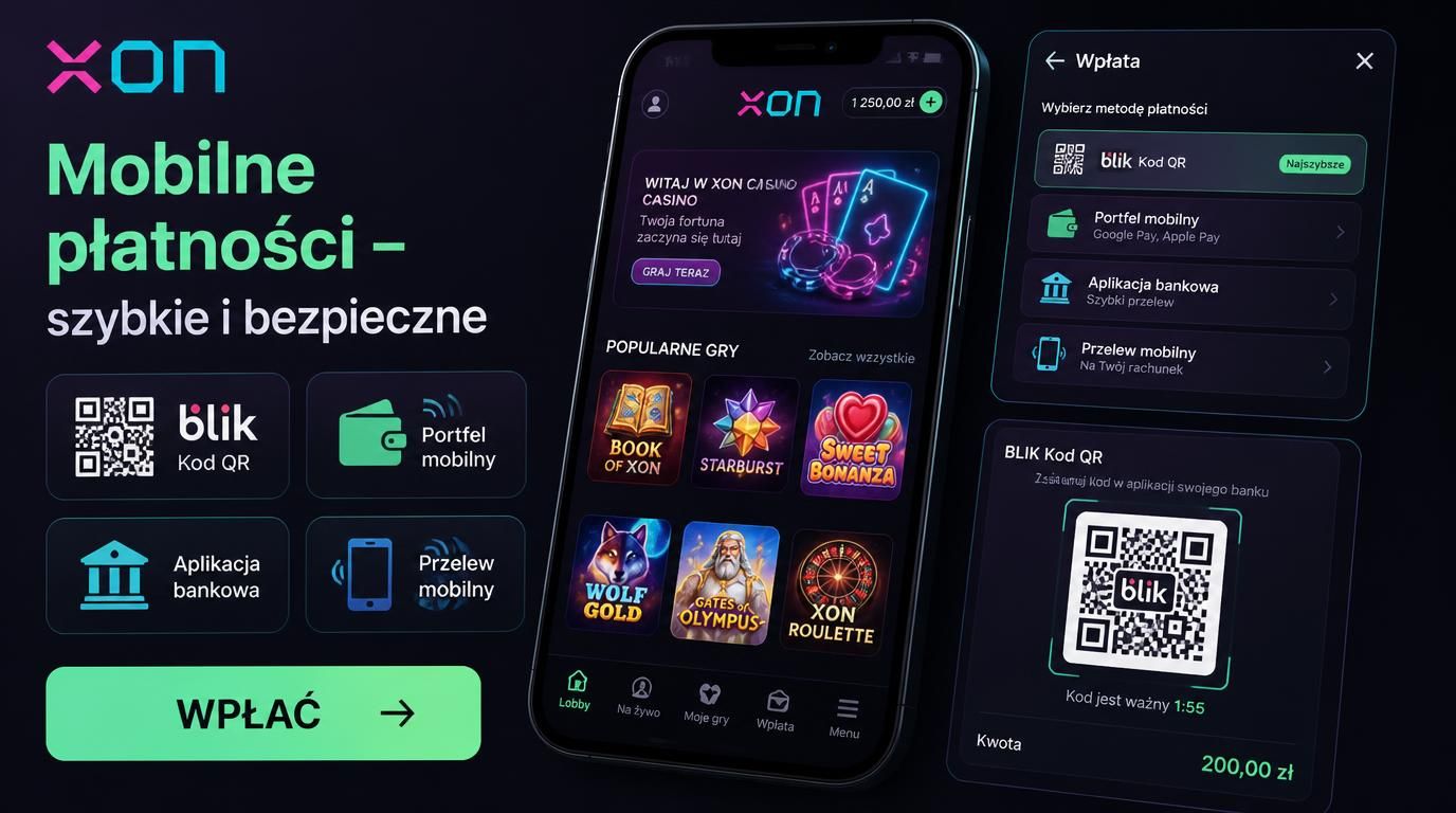 Smartfon z BLIK-iem i portfelem mobilnym na ekranie kasyna